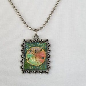 Coastal Sand Dollar Pendant Necklace- Nautical Beach Jewelry Handmade